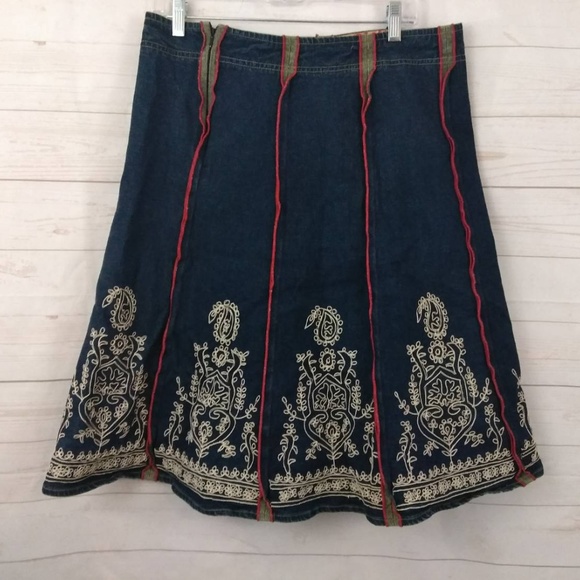 Crossing Point Dresses & Skirts - Crossing Point Denim Jean Print Skirt 14 Missy